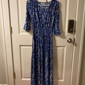 Blue pattern Maxi dress